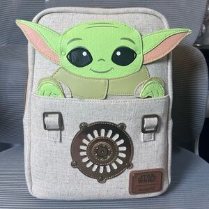NWT Disney Parks Loungefly Star Wars Baby Yoda Canvas Mini Backpack Grogu